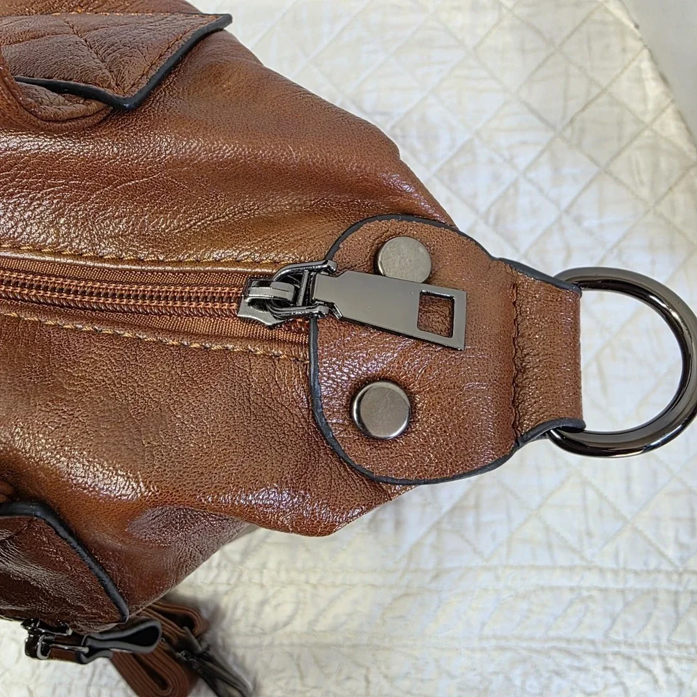 Women Large Tote Shoulder Handbag Soft Faux Leather Satchel Bag Hobo Purse Brown